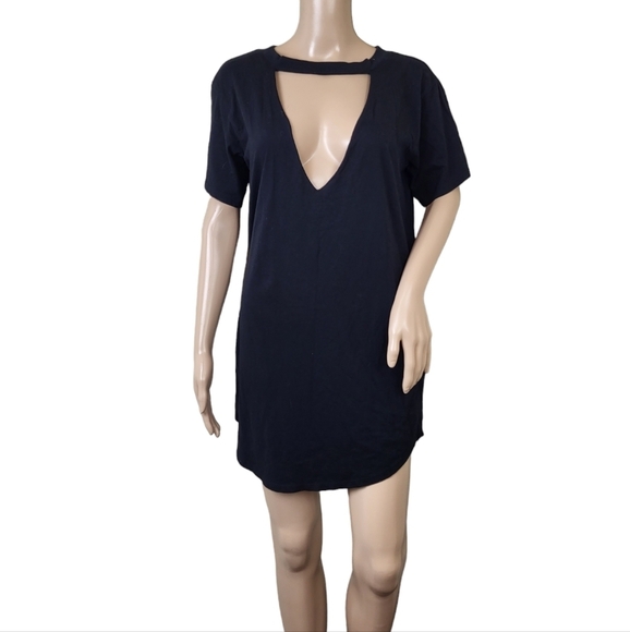 Forever 21 Keyhole Neck Shift Dress Women's Plus Black Short Sleeve - Picture 1 of 3